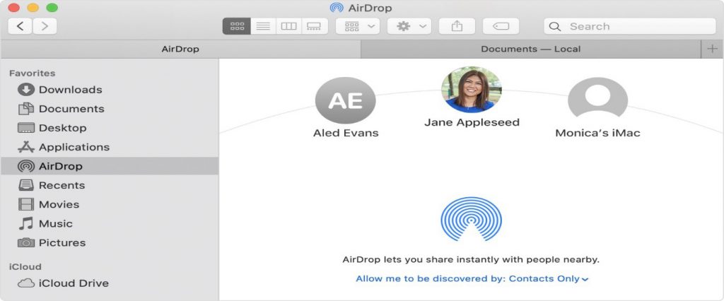 file on the recipient device